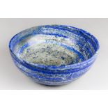 A LARGE LAPIS LAZULI BOWL. (h 10.5cm x w 25.5cm x d 25.5cm)