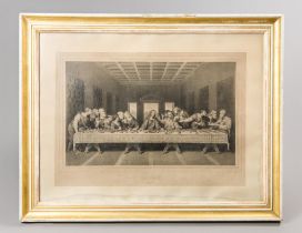 THE LAST SUPPER, A LARGE 19TH CENTURY ENGRAVING, AFTER LEONARDO DA VINCI. Mounted and framed under