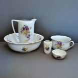 A STAFFORDSHIRE FIVE PIECE WASHSTAND SET. Condition: good overall