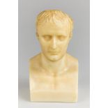 A LATE 19TH/EARLY 20TH CENTURY CLASSICAL WAX LIBRARY BUST OF A GENTLEMEN. (h 25cm)