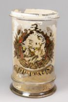 A LARGE 19TH CENTURY PHARMACY REVERSED PAINTED JAR. (h 50cm)