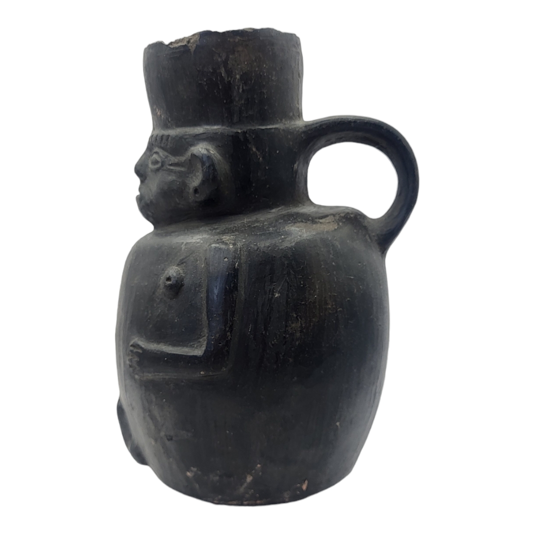 A SOUTH AMERICAN POTTERY EROTIC FIGURAL JUG Single handle with face mask and pot belly. (approx - Image 3 of 8