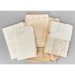 A COLLECTION OF 18TH AND 19TH CENTURY MANUSCRIPTS IN A LINEN SLEEVE.