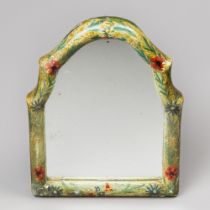 AN 18TH/19TH CENTURY PARISIAN VANITY MIRROR. Rectangular in shape, the top scalloped. The frame