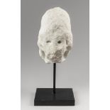 A LARGE ANCIENT STYLE FIGURE HEAD OF ROMAN GODDESS MINERVA. Mounted to a custom display stand.
