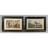 THOMAS ROWLANDSON, TWO 19TH CENTURY COLOURED ETCHINGS, FRAMED AND GLAZED. (h 20cm x w 29cm) ‘