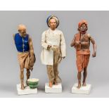 A COLLECTION OF THREE 19TH CENTURY CLAY INDIAN FIGURES ATTRIBUTED TO JADUNATH PAL (1821-1920).