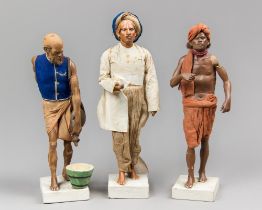 A COLLECTION OF THREE 19TH CENTURY CLAY INDIAN FIGURES ATTRIBUTED TO JADUNATH PAL (1821-1920).