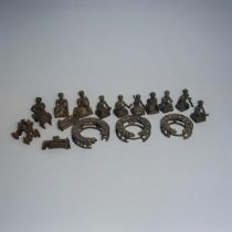 A COLLECTION OF INDONESIAN CAST METAL GAMELAN ORCHESTRA FIGURES Seated pose with instruments and
