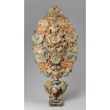 AN 18TH/19TH CENTURY ITALIAN BAROQUE GILT COPPER PALM SHAPED ALTARPIECE. (h 97cm)