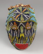 AN EARLY 20TH CENTURY ATWONZEN BEADED HEAD, GRASSLAND PEOPLE, CAMEROON. Situated in the west and