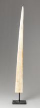 A MID-20TH CENTURY SWORDFISH ROSTRUM UPON AN IRON BASE (XIPHIAS GLADIUS). (h 84.5cm)