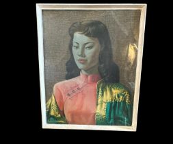 AFTER VLADIMIR TRETCHIKOFF, 1913 - 2006, PORTRAIT PRINT Titled 'Miss Wong', framed and glazed. (
