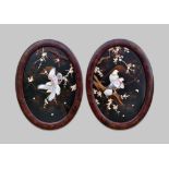 A PAIR OF ANTIQUE JAPANESE SHIBAYAMA WALL PLAQUES. (h 89cm x w 66cm x d 5cm)