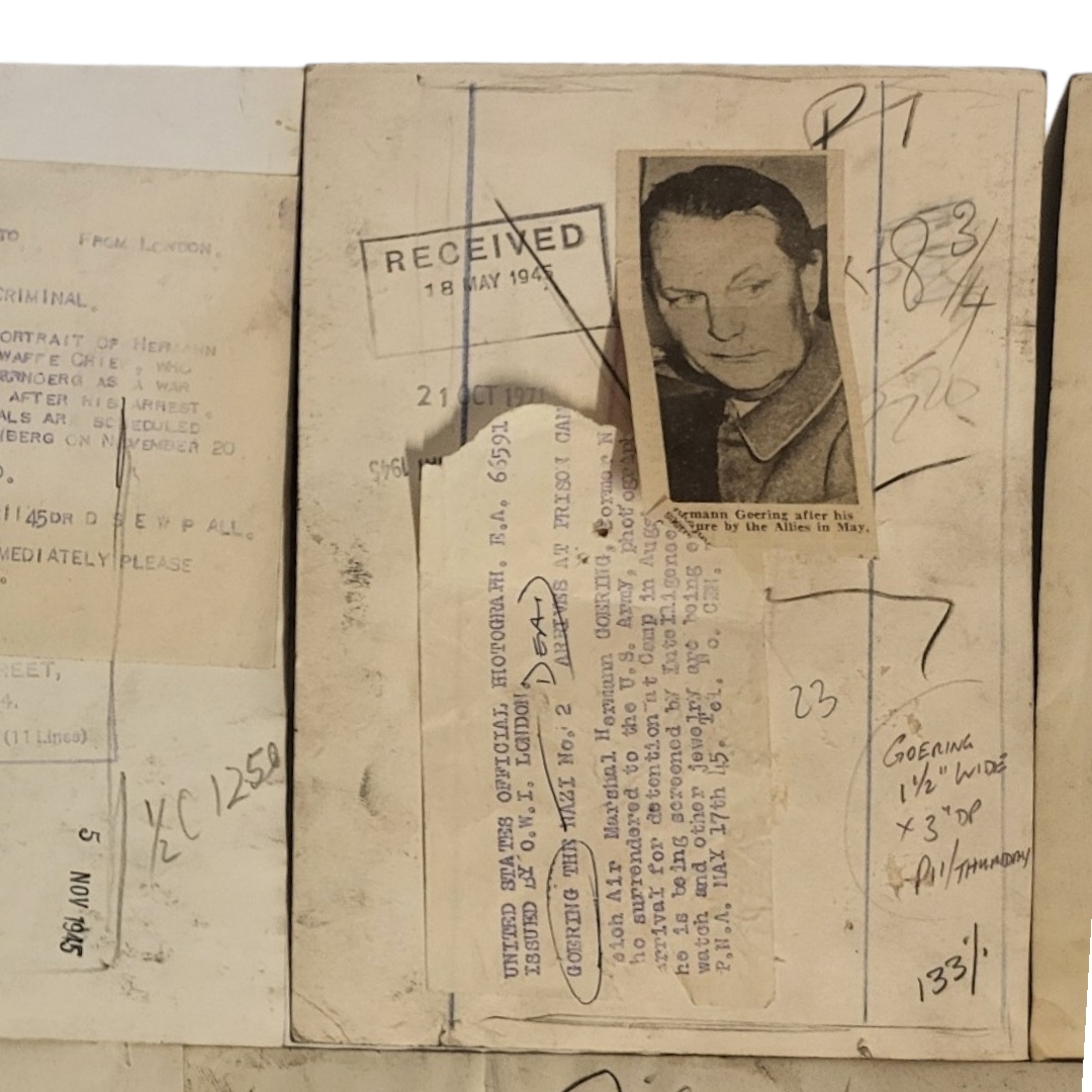 WWII INTEREST, A GROUP OF SIX PRESS PHOTOGRAPHS OF HERMANN GOERING Including his mugshot at the time - Image 18 of 19