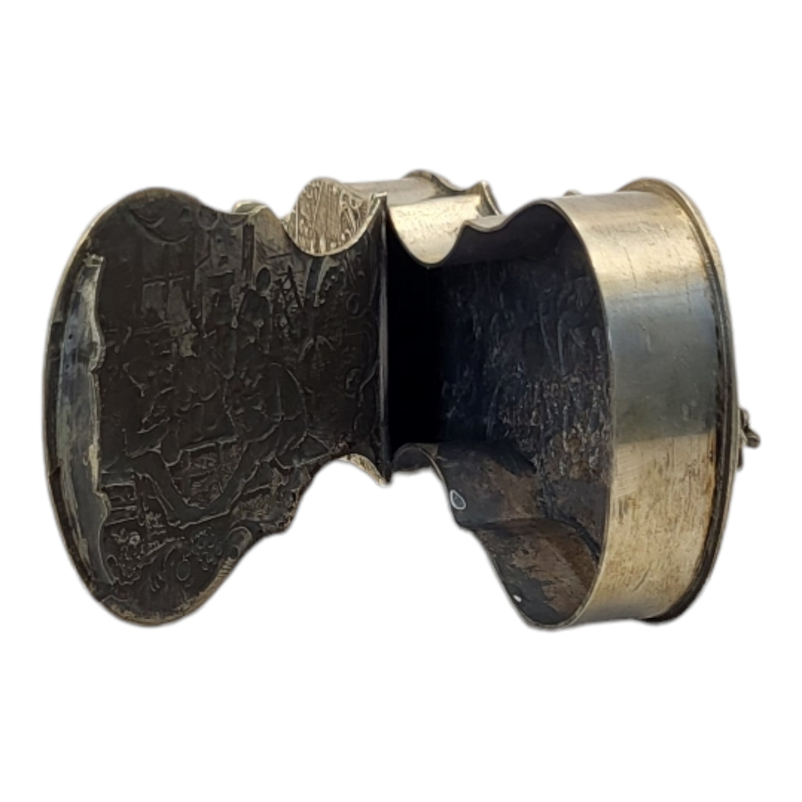 A 19TH CENTURY CONTINENTAL SILVER NOVELTY CELLO SNUFF BOX Having a female bust to finial hinged - Image 5 of 5