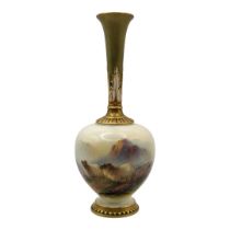 ERNEST BARKER FOR ROYAL WORCESTER, A PORCELAIN SLENDER OVOID VASE Highland sheep pattern, dated