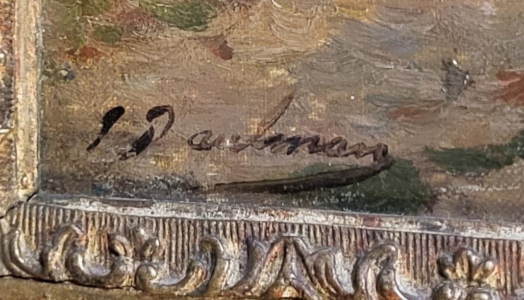 J.D. ASHMAN?, A 19TH CENTURY OIL ON CANVAS Landscape, harvest time, indistinctly signed, gilt - Image 5 of 7