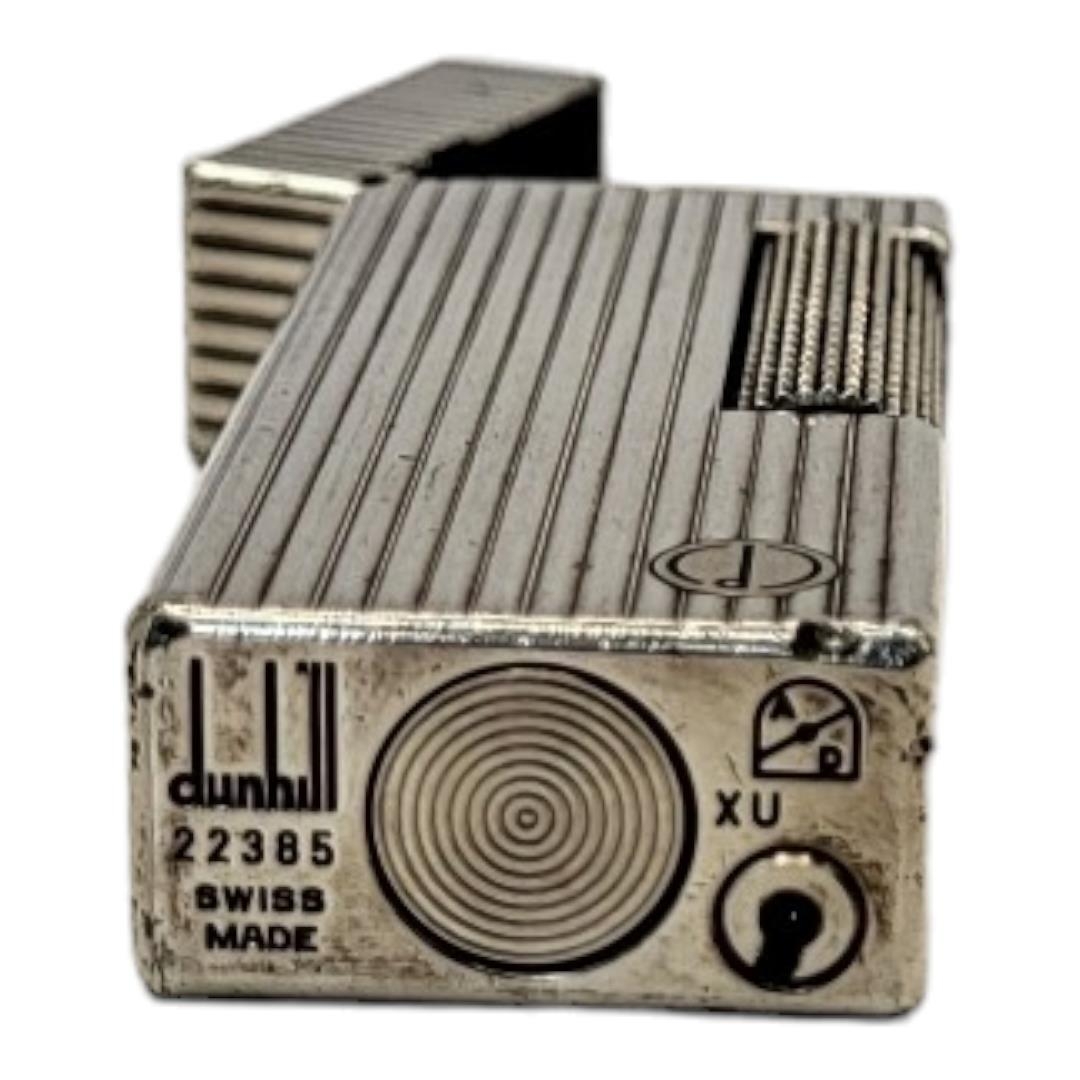 DUNHILL, A VINTAGE WHITE METAL CIGARETTE LIGHTER Reeded case marked number 22385, in Dunhill box. ( - Image 5 of 5