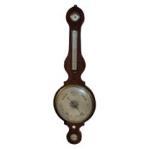 F. RONCETTI OF MANCHESTER, A LARGE 19TH CENTURY FLAME MAHOGANY WHEEL BAROMETER With engraved