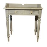 A VICTORIAN AND LATER PAINTED PINE WASHSTAND With white marble top and two drawers, on turned