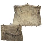 TWO EARLY 20TH CENTURY WHITE METAL MESH PURSES To include a purse with pierced decoration to