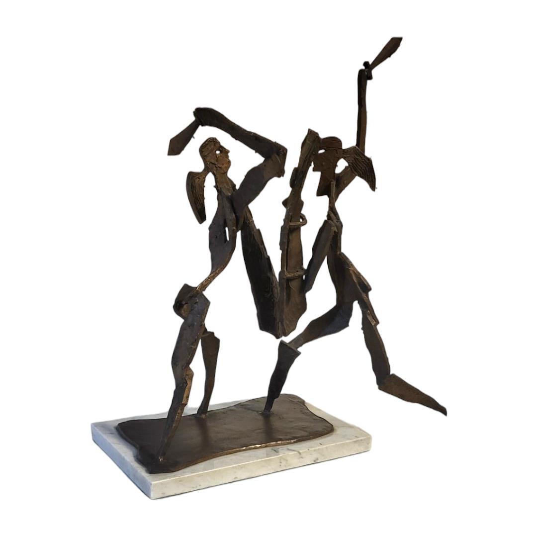 JOHN BEHAN, IRISH, B. 1937, BRONZE GROUP Titled ‘The Battle of Cúchulainn & Ferdia’, 1975. (48cm x - Image 5 of 9