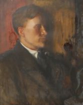 B.T. PIKE, BRITISH SCHOOL OIL ON CANVAS Profile portrait study of a young gentleman, signed on