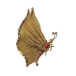 AN EARLY 20TH CENTURY YELLOW METAL AND ENAMEL BUTTERFLY BROOCH Set with red and black enamel with