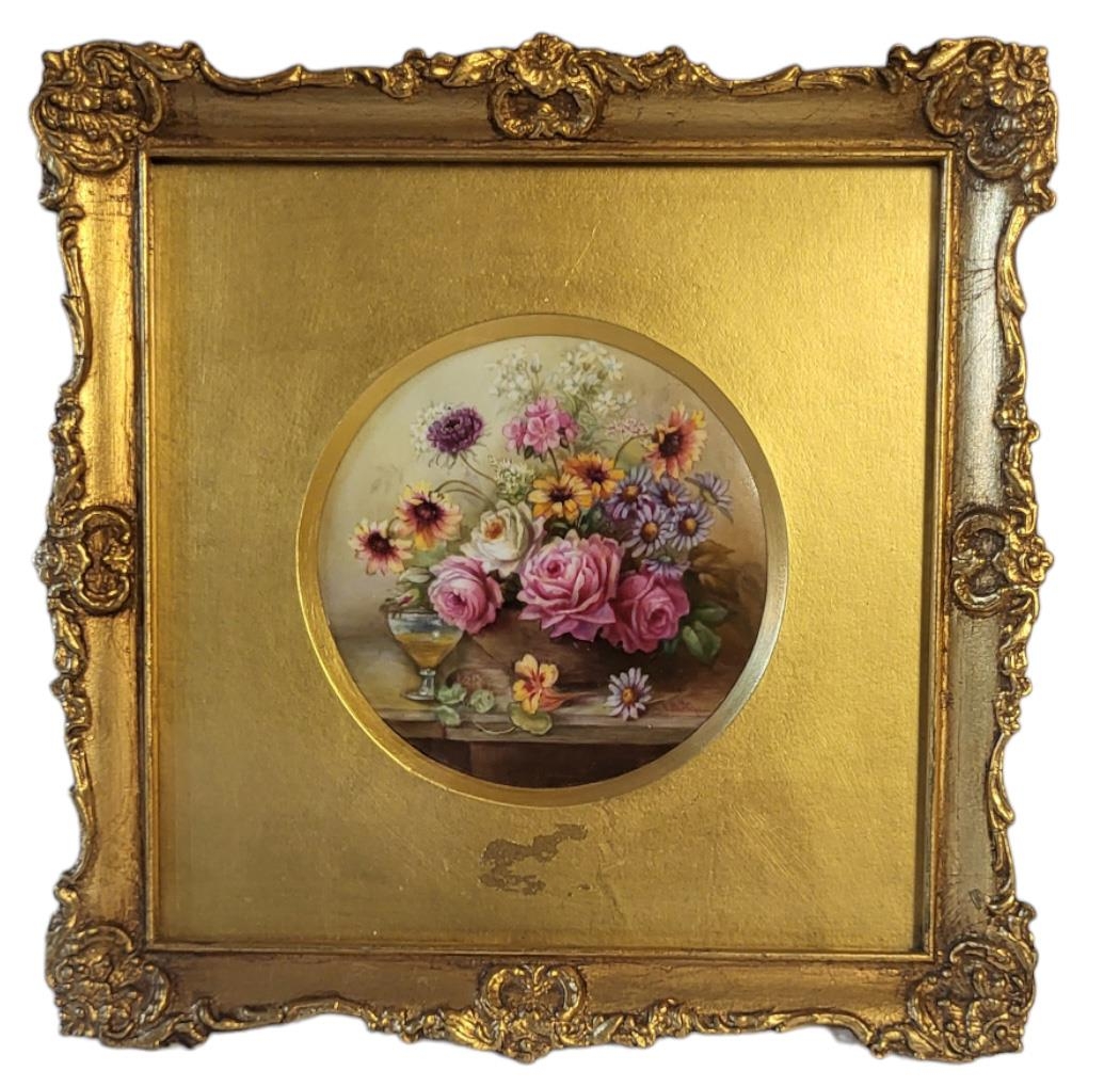PHILLIPS FOR ROYAL WORCESTER, A PORCELAIN CIRCULAR PLAQUE OF STILL LIFE, DATED 1918 Polychrome - Image 3 of 7
