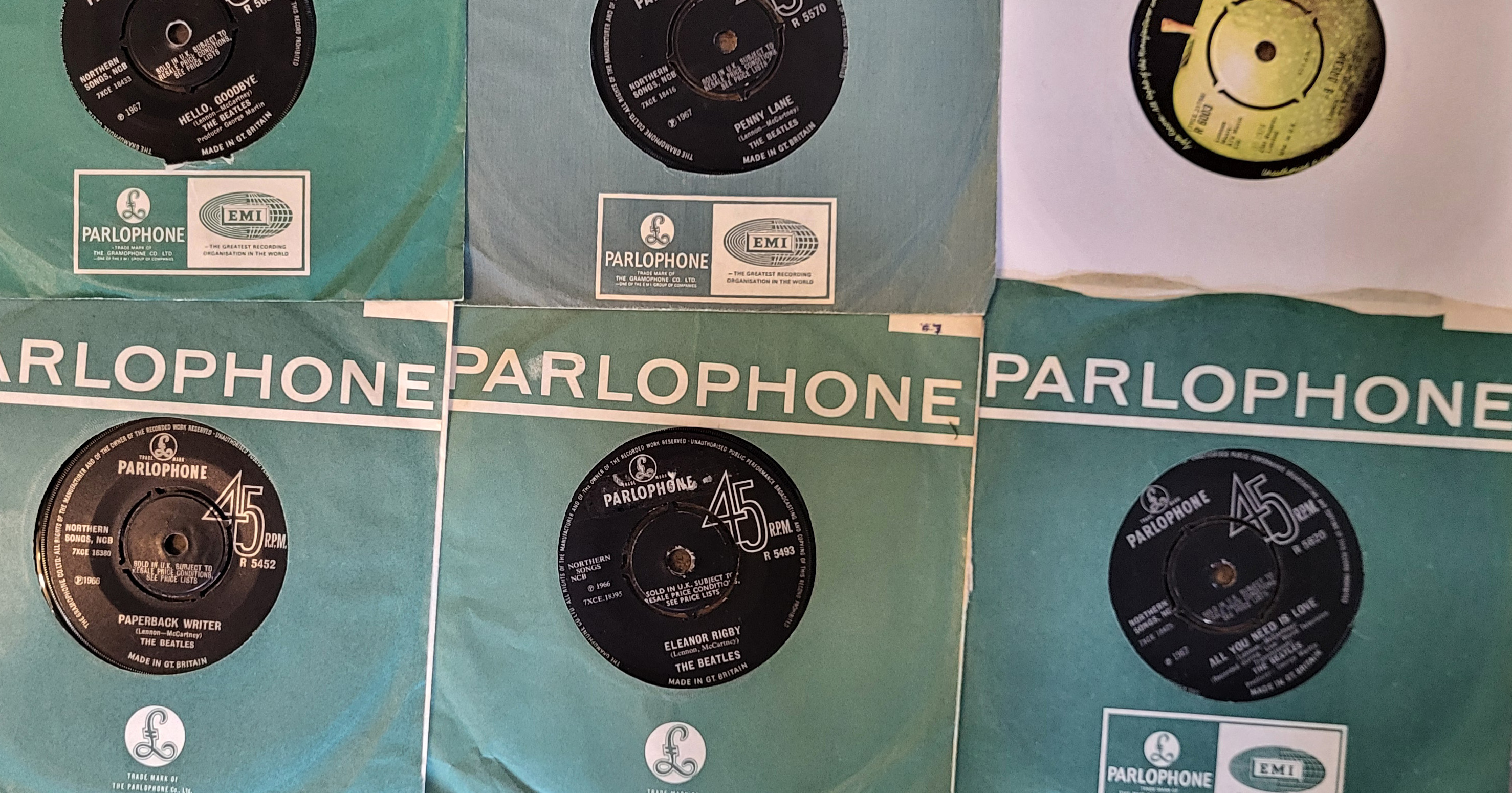 BEATLES RECORDS, FOLDER OF TWENTY BEATLES 7” VINYL SINGLES Apple, Parlophone 45. Including; I Feel - Image 2 of 13