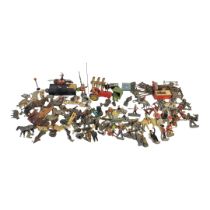 A COLLECTION OF VINTAGE TOY LEAD SOLDIERS AND FARMYARD FIGURES To include a Dinky toy tractor and