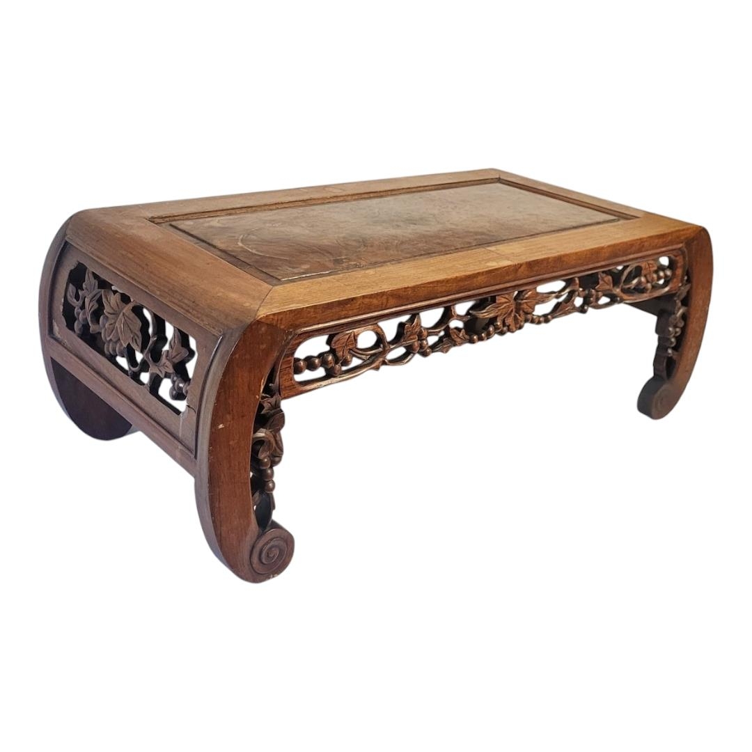 A CHINESE LATE QING DYNASTY SCHOLARS HARDWOOD ALTAR TABLE, CIRCA 1900 The border carved with - Image 3 of 5