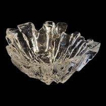 ORREFORS, JOHANNSON, A VINTAGE SWEDISH ART GLASS BOWL Clear glass in a textured design, signed to