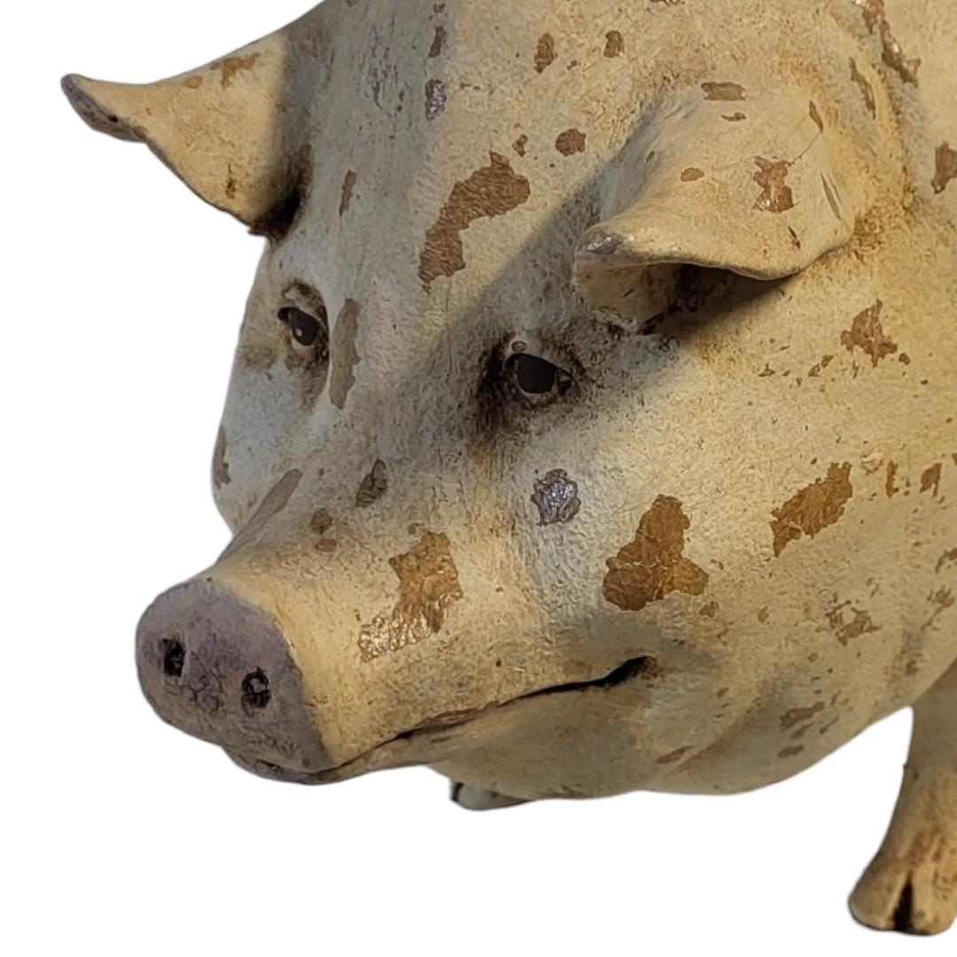 A LATE 20TH CENTURY WOOD AND PAPIER-MACHE COMPOSITION MODEL OF A LARGE COUNTRY PIG Standing - Image 5 of 5