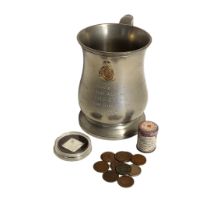SANDHURST ACADEMY, A MID CENTURY PEWTER TANKARD Engraved Sergeants mess The Royal Military Academy