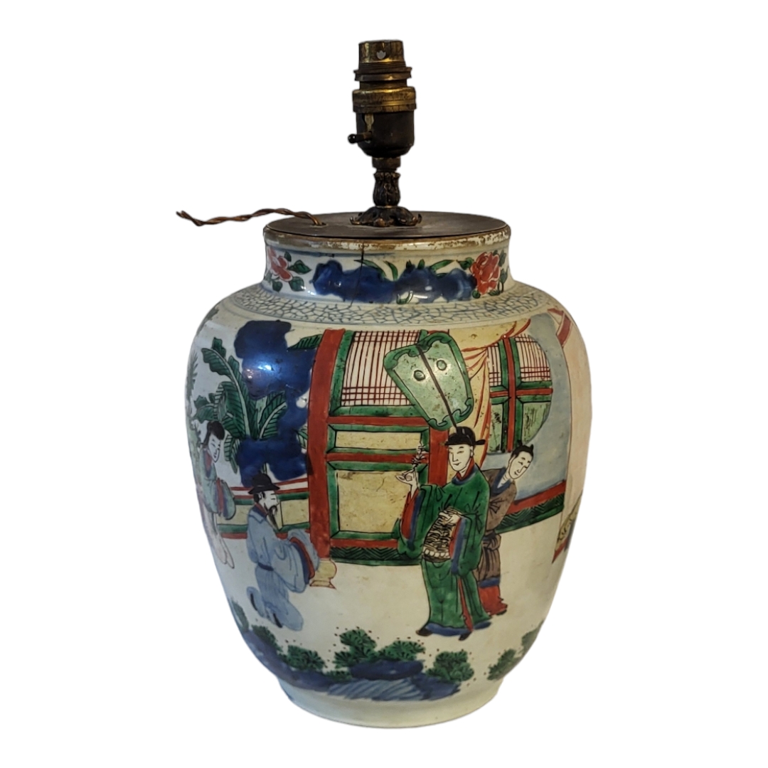 A CHINESE FAMILLE ROSE WUCAI BALUSTER LAMP BASE In Thousand Boys pattern, polychrome enamelled - Image 2 of 9
