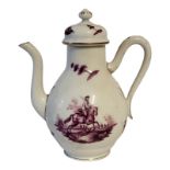 A LATE 19TH CENTURY HUNGARIAN HEREND MANNER TATA FACTORY NOVELTY PORCELAIN TEAPOT Purple campaign