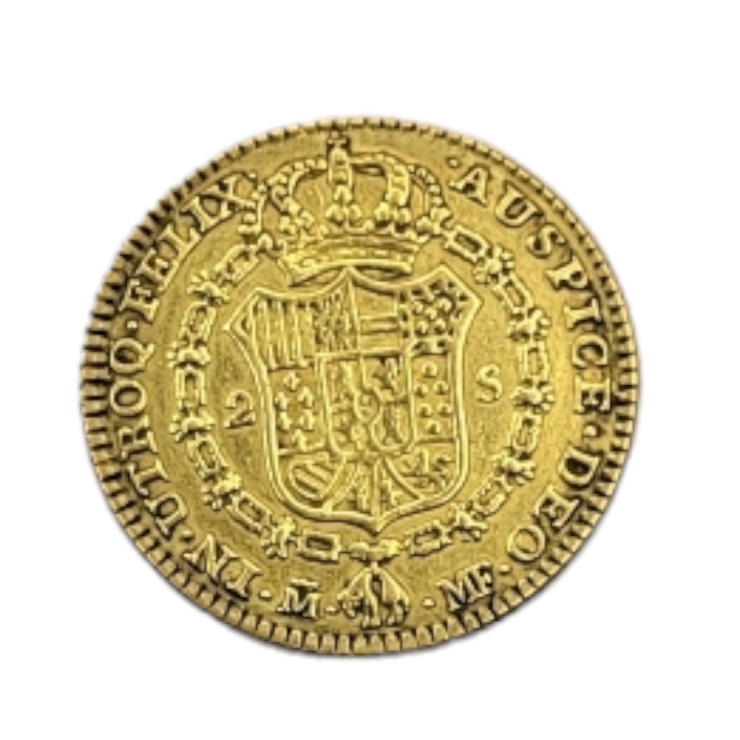 AN 18TH CENTURY SPANISH 18CT GOLD TWO ESCUDOS COIN, DATED 1790 With King Carlos IV portrait bust and