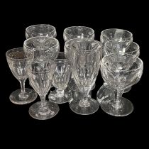 A COLLECTION OF EARLY 20TH CENTURY LEAD CRYSTAL DRINKING GLASSES To include five red wine glasses,