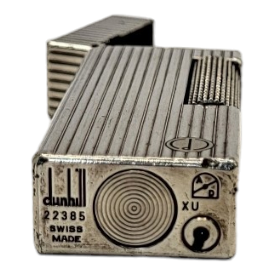 DUNHILL, A VINTAGE WHITE METAL CIGARETTE LIGHTER Reeded case marked number 22385, in Dunhill box. ( - Image 4 of 5