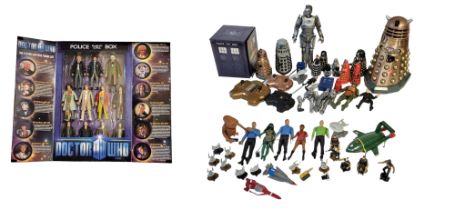 DR WHO AND STAR TREK, A COLLECTION OF SCI-FI MODEL FIGURES A boxed set of eleven Dr Who figures,