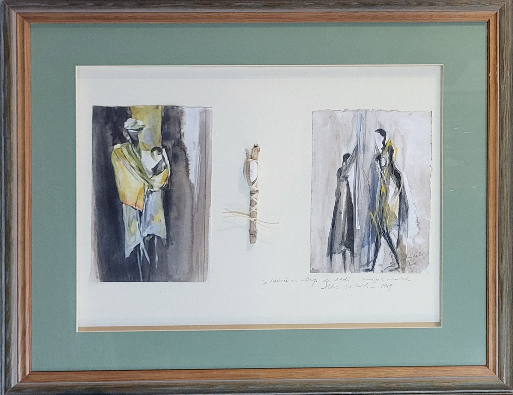 A SET OF THREE 20TH CENTURY AFRICAN WATERCOLOUR AND MIXED MEDIA PORTRAITS Each with inscriptions and - Image 2 of 13