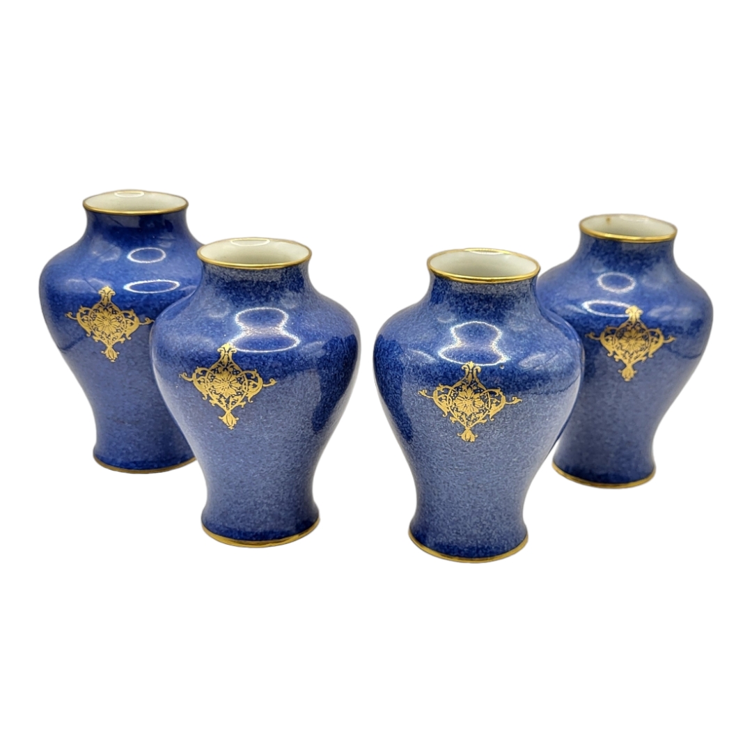 ROYAL WORCESTER, A SET OF FOUR PORCELAIN BALUSTER SHAPED VASES, CIRCA 1930 Painted with fallen - Image 6 of 9