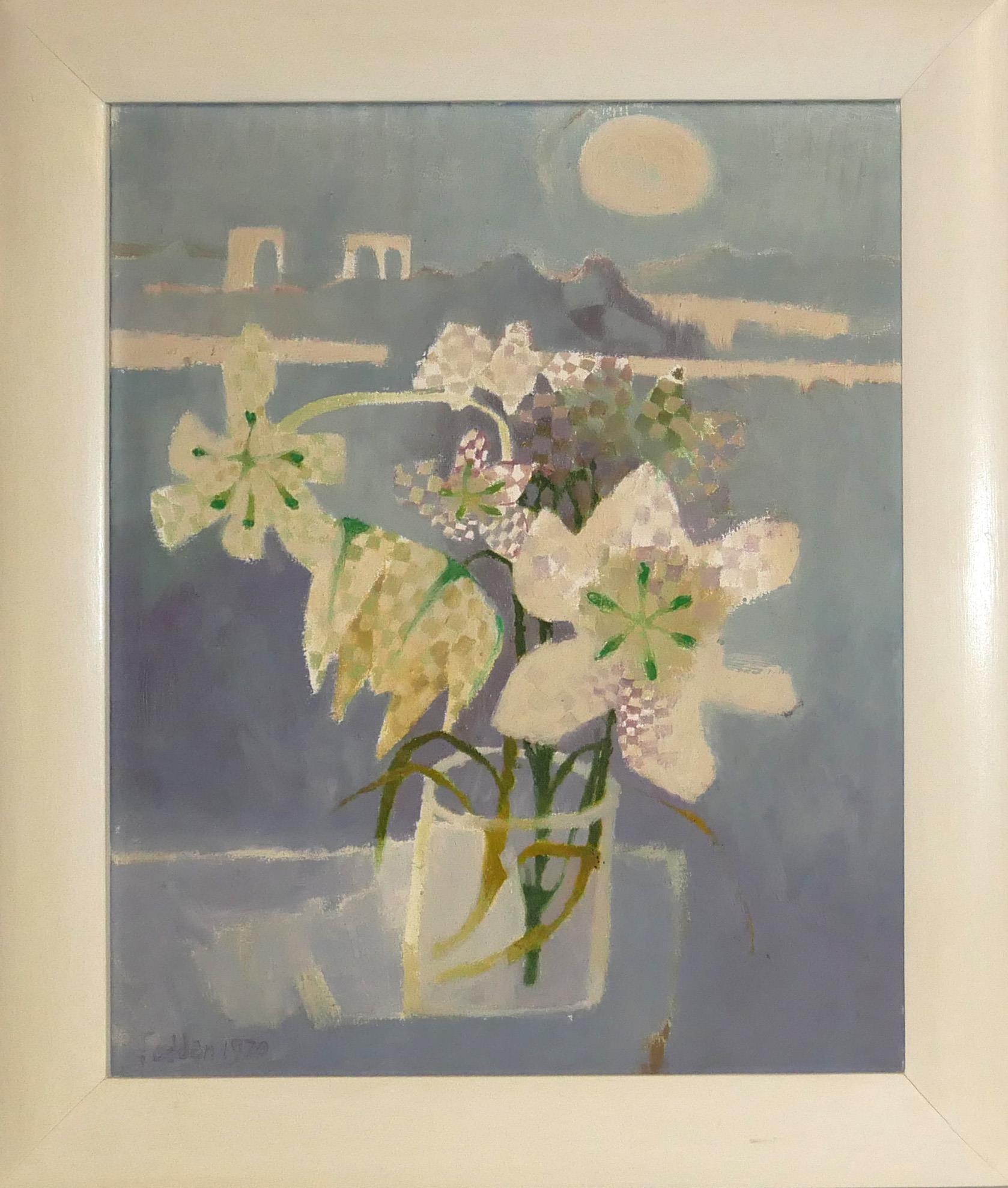 MARY FEDDEN, R.A., BRITISH, 1915 - 2012, OIL ON CANVAS Titled ‘‘Fritillaries’, signed lower left - Image 3 of 11