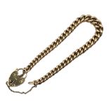 A VINTAGE 9CT GOLD ALBERT LINK BRACELET Graduated links with heart form clasp. (approx 18cm)