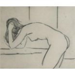 FRANCIS KELLY, AMERICAN, 1927 - 2012, LIMITED EDITION (25/25) PEN/INK ON CARD Titled ‘Girl Washing