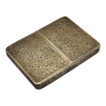AN UNUSUAL EARLY 20TH CENTURY CONTINENTAL SILVER CIGARETTE CASE Having two spring loaded doors,