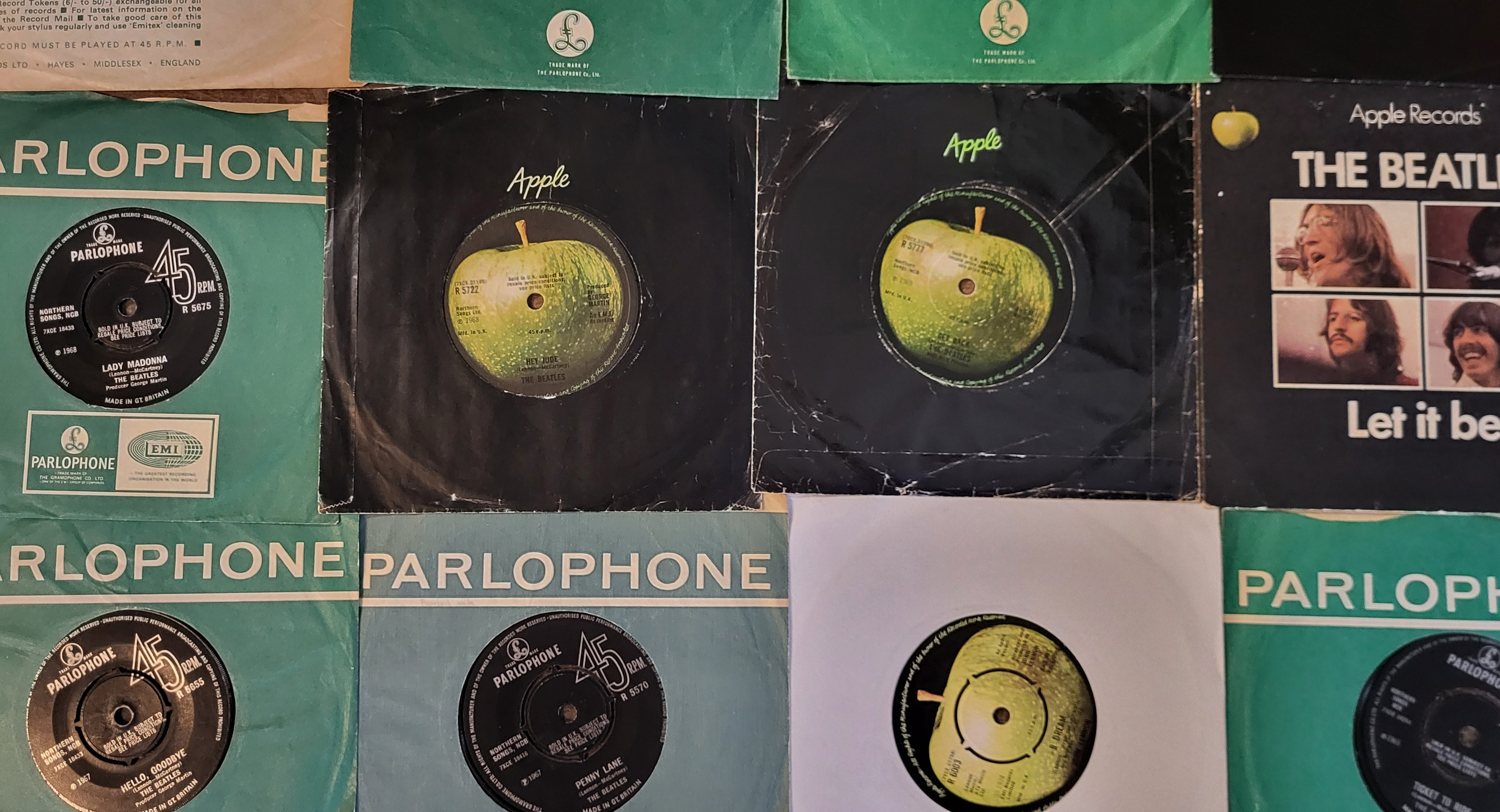 BEATLES RECORDS, FOLDER OF TWENTY BEATLES 7” VINYL SINGLES Apple, Parlophone 45. Including; I Feel - Image 4 of 13