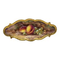 ROYAL WORCESTER, A MID 20TH CENTURY LOBED OVAL CABINET DISH By H.H. Price, painted in coloured